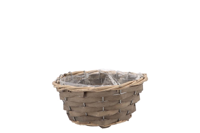 Wicker Bowl Round Grey 16x8cm