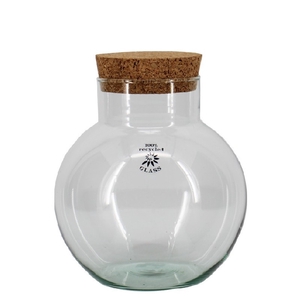Glass Eco Ball vase+cork d12/19*20cm