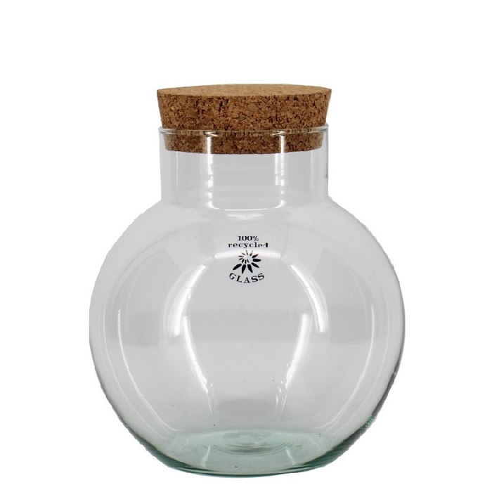 <h4>Glass Eco Ball vase+cork d12/19*20cm</h4>