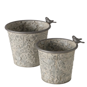 Planter Berit, H 19,5 cm, Zinc, Single-colour, Floral, 4066076505333, 2058230