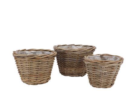 <h4>Rattan Kuboo Planter Round S/3 20x16cm / 25x18cm /</h4>