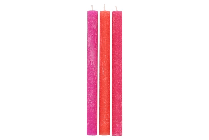 Frosty Fuchsia Mix Taper Candle 2x25cm