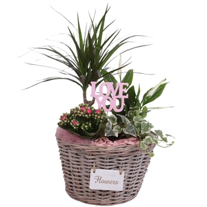 Mothersday Arr. Indoor Willow Basket Flowersign Ø27cm 4PP