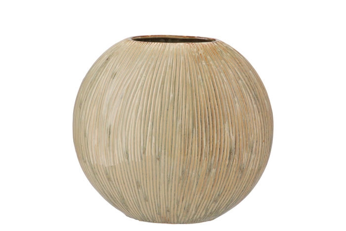 Sifan Green Vase Stripe Oval 32x13x31cm