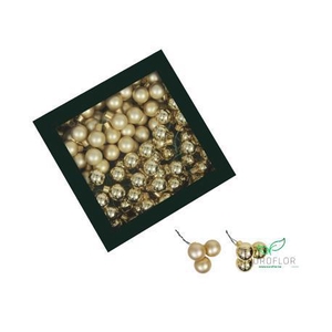 KERSTBAL GLASS 20MM ON WIRE 144PCS BRIGHT GOLD COMBI