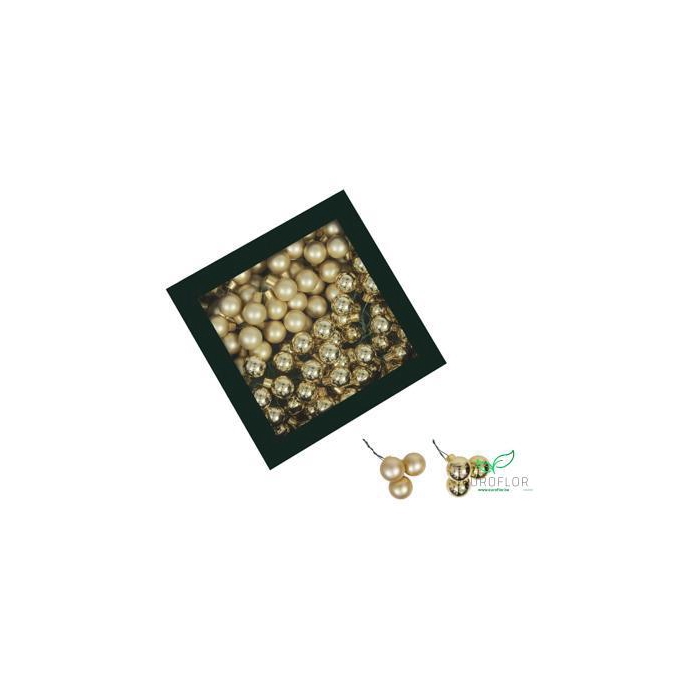 <h4>KERSTBAL GLASS 20MM ON WIRE 144PCS BRIGHT GOLD COMBI</h4>
