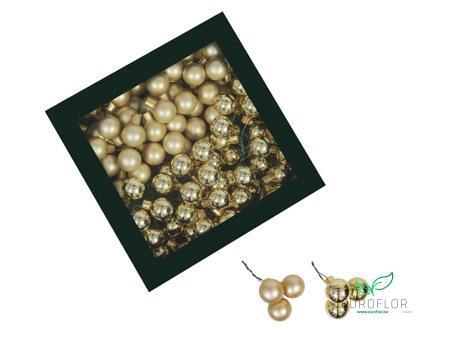 KERSTBAL GLASS 20MM ON WIRE 144PCS BRIGHT GOLD COMBI