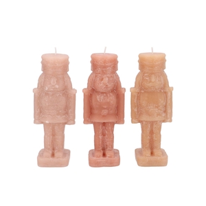 Candle Frosty Nutcracker Warm Sand Mix 7x7x20cm