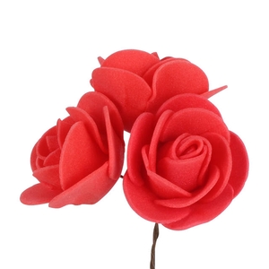 Pick rose touf foam 3x3cm+12cm wire red