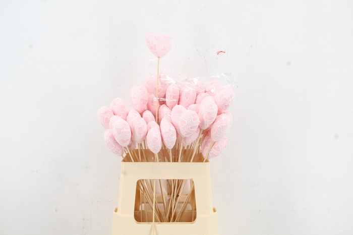 Stick Heart Fabric 7cm Pink
