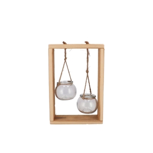 Polly Wood Rack 2 Glass Hanging 19x8x29cm