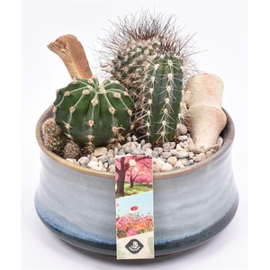 Keramiek schaal blauw/grijs 18cm