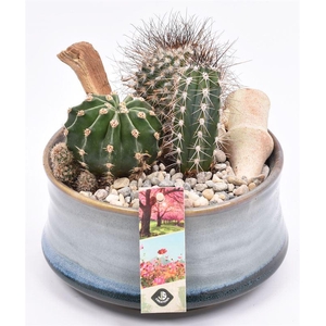 Keramiek schaal blauw/grijs 18cm