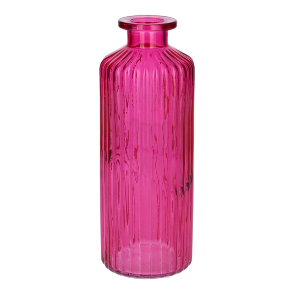 <h4>Bottle Caro lines d4.5\\7.5xh20 fuchsia transparent</h4>