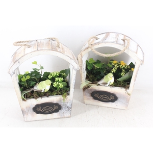 arr2 TD - Hout huis rond dak - geel/wit