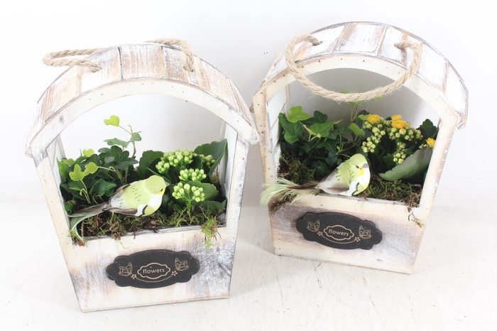 <h4>arr2 TD - Hout huis rond dak - geel/wit</h4>