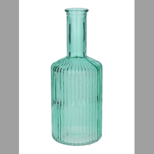 DF02-665461400 - Vase Caro lines neck d3.7/8.2xh20.5 turquoise transparent