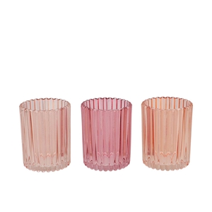 Roman Sweets Pink Mix Glass Candle Holder Ass 8x8x10cm