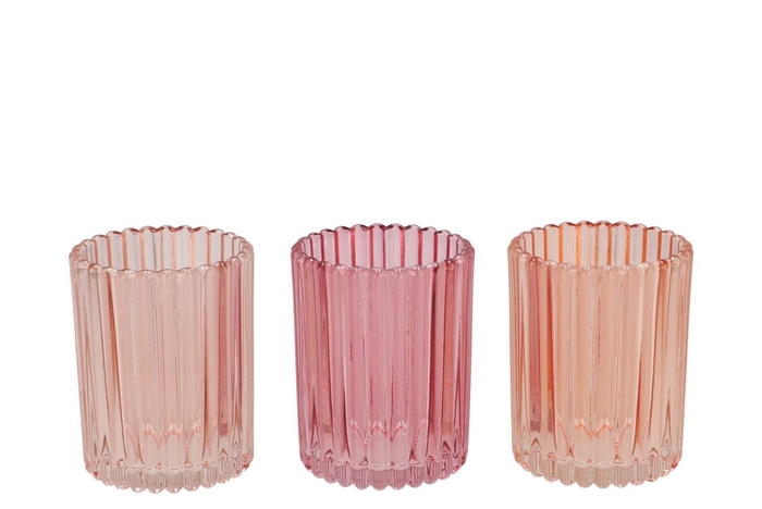 <h4>Roman Sweets Pink Mix Glass Candle Holder Ass 8x8x10cm</h4>