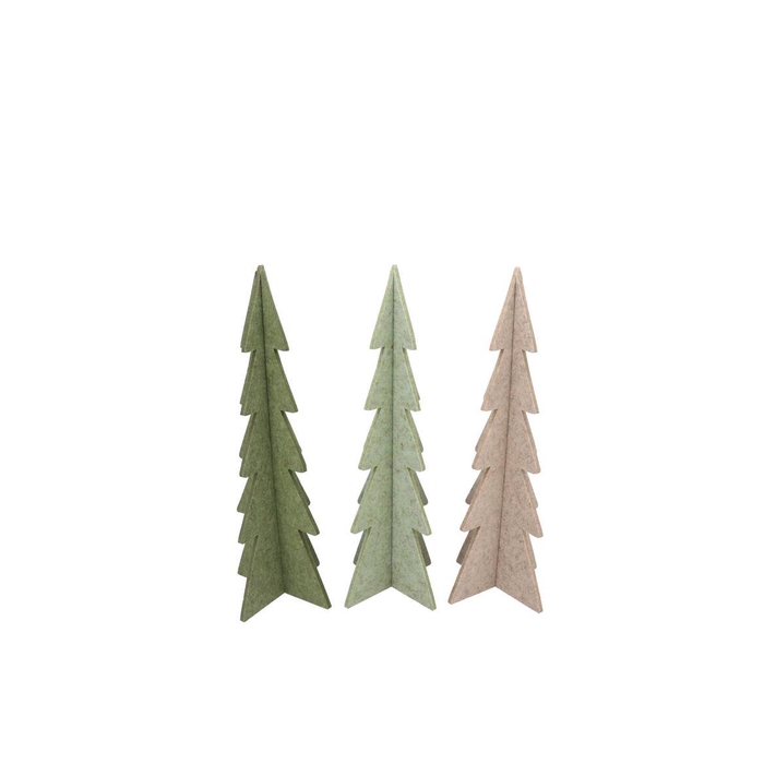 <h4>Felt Green Beige X-mas Tree Ass 9x25cm</h4>