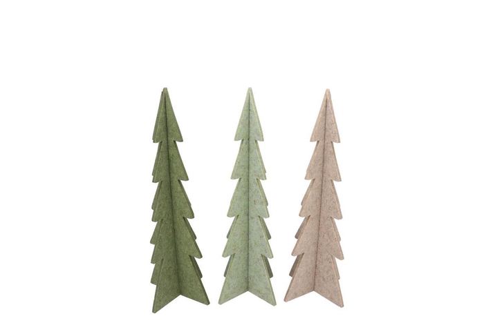Felt Green Beige X-mas Tree Ass 9x25cm