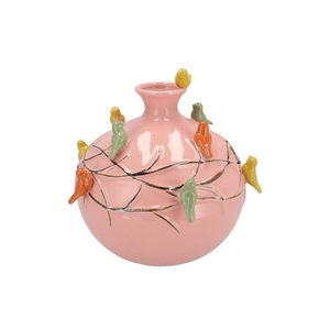 Bird Pink Vase Globe 29x29x28cm Nm