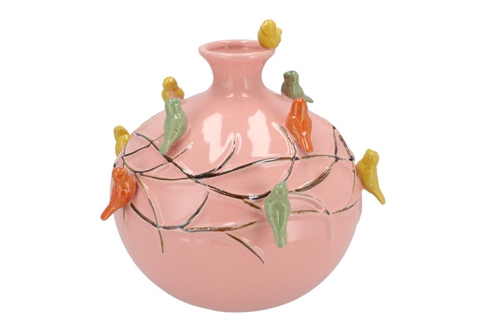 <h4>Bird Pink Vase Globe 29x29x28cm Nm</h4>