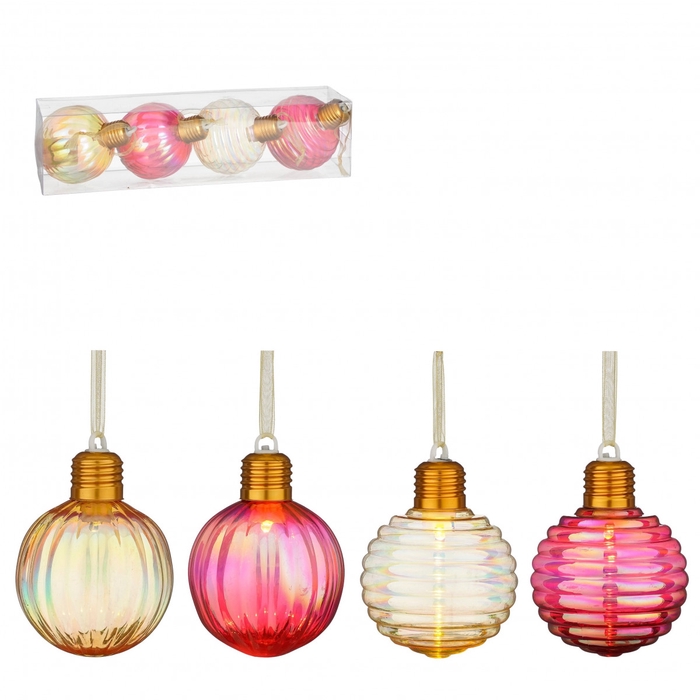 <h4>Kerstbal LED Ornament 80mm x4 ass.</h4>