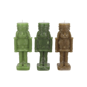 Candle Frosty Nutcracker Green Mix 7x7x20cm