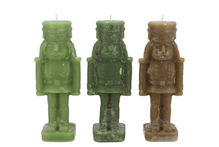 <h4>Candle Frosty Nutcracker Green Mix 7x7x20cm</h4>