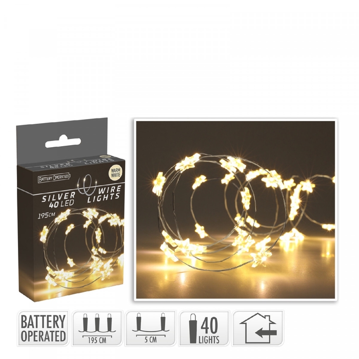 <h4>Christmas LED wire star 40L 195cm (ex.batt)</h4>