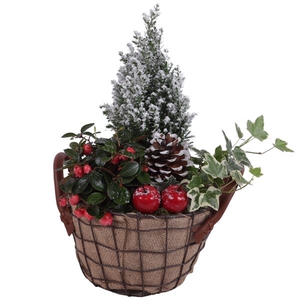 Winter Arr. Outdoor Metal Wire basket Jute Ø21cm 3PP