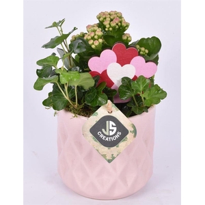 Keramiek ruit pot roze 10,5cm
