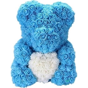 FOAM BEAR 40CM BLUE (WHITE HEART)