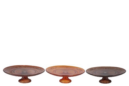 <h4>Dayah Earthy Terra Glass Plate On Foot 25x9cm Ass</h4>
