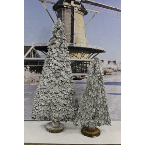 2D decoratieve bomen 2 zijdig op voet Nobilis sneeuw 40cm