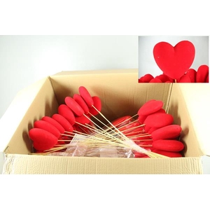 Stick Heart Flock Red 14cm