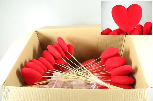 <h4>Stick Heart Flock Red 14cm</h4>