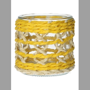 DF01-740482700 - Candle holder Vina d7.8/8.5xh8 yellow/natural