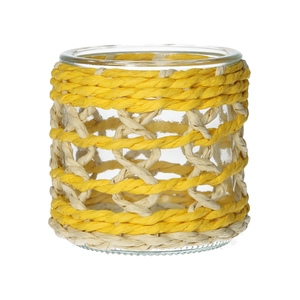 DF01-740482700 - Candle holder Vina d7.8/8.5xh8 yellow/natural