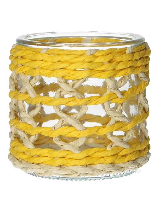 <h4>DF01-740482700 - Candle holder Vina d7.8/8.5xh8 yellow/natural</h4>