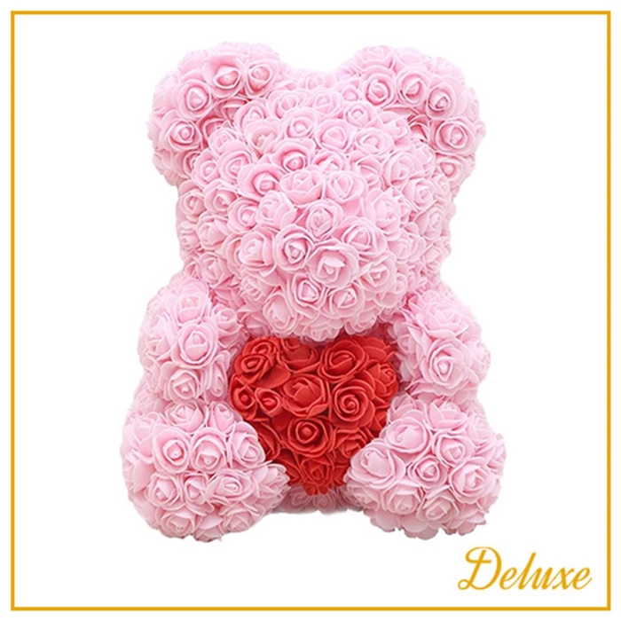 <h4>Bear Deluxe On Standard Light Pink + Red Heart</h4>