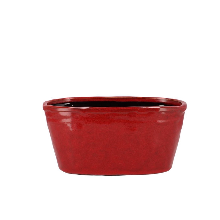 <h4>Iron Stone Red Glazed Oval Pot 28x15x13cm</h4>
