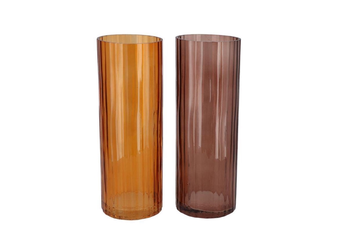 <h4>Marly Amber Brown Vase Ass 10x10x28cm</h4>