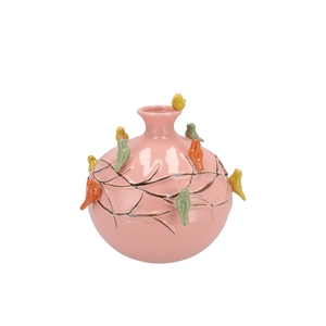 Bird Vase Tube Pink 18x18x18cm