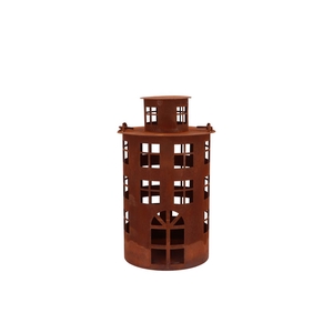 Rusty Scottish Brown Xmas Latern 14x23cm