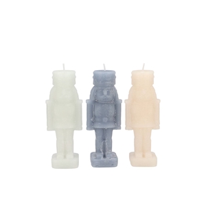 Candle Frosty Nutcracker Grey Mix 4x4x12cm