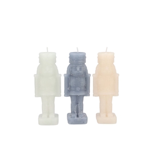 Frosty Nutcracker Grey Mix Candle 4x4x12cm