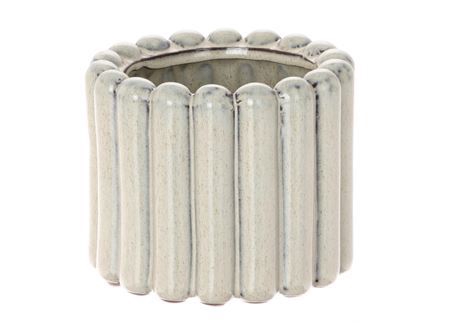 Deco Ceramic Pot Ribbed Rnd H7d9