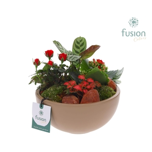 Schaal keramiek Moon Medium beige Love met arrangement